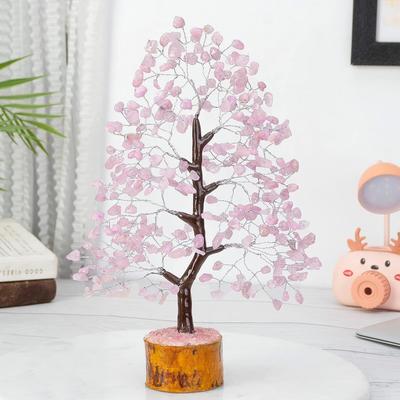 Rose Quartz Crystal Tree - Good Luck Showpiece for Home Decor Items - Crystals Gemstones - Money Tree for Good Luck - Decoration Gift Item