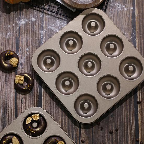Donut Baking Pan 6-Count Carbon Steel Nonstick Donut Pan for Baking Easy Release Doughnut Molds Multifunctional Bakeware for Cakes Muffins Pies