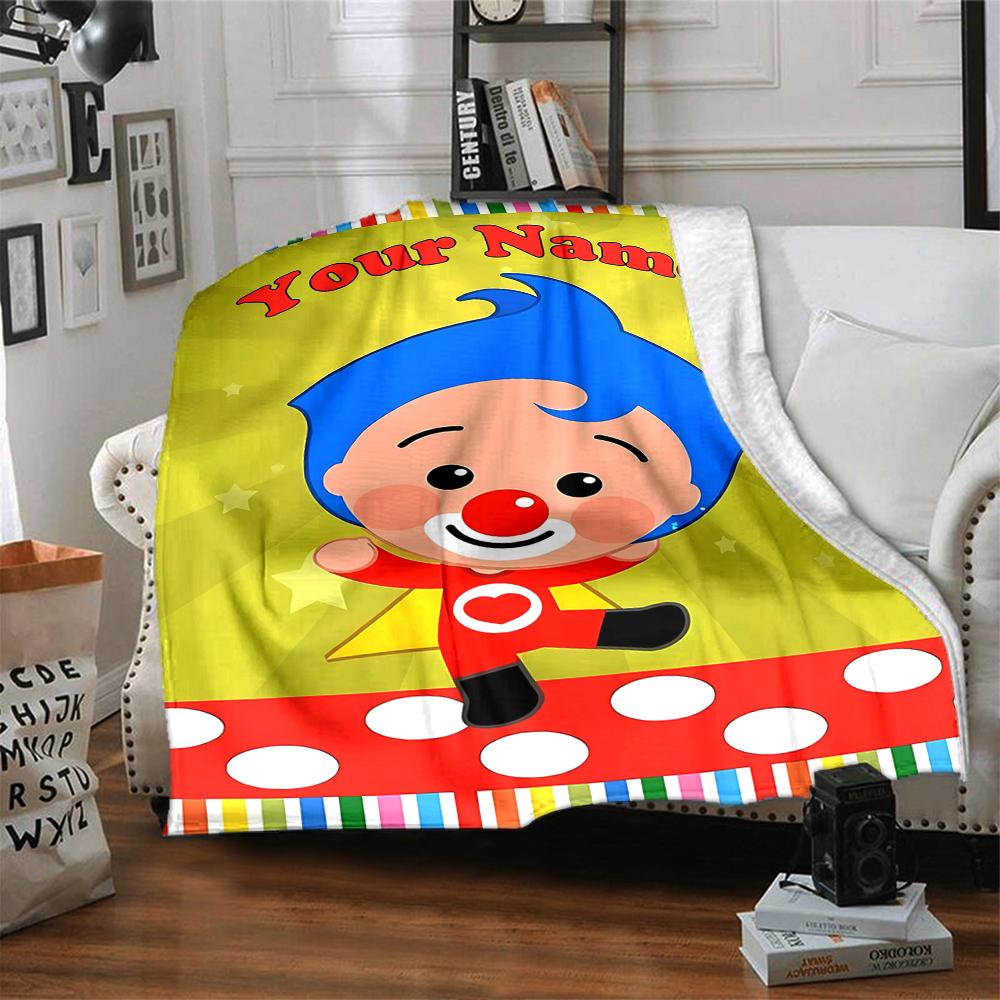 Coperta Stampata a Tema Plim Plim con Nome Personalizzabile - Perfetta per Divano, Letto, Viaggi e Uso Esterno | Lavabile in Lavatrice, Accogliente e Durevole.