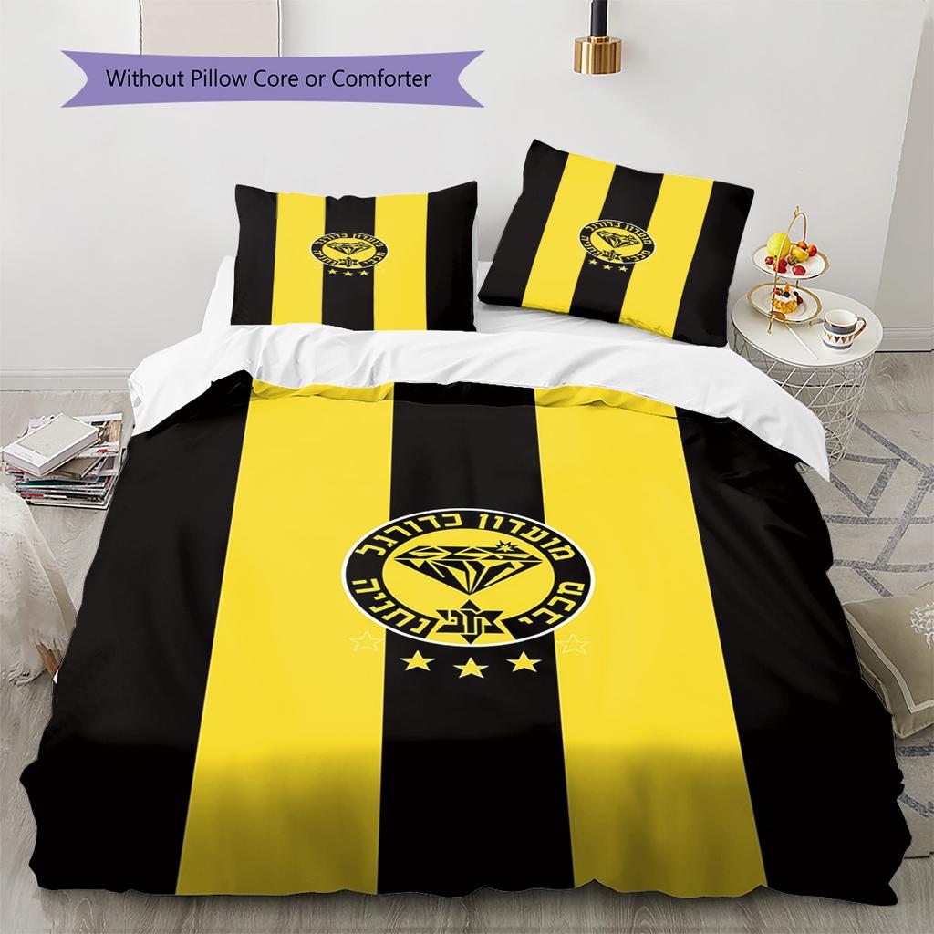 Juego de Ropa de Cama con Patrón del Maccabi Netanya FC Funda Nórdica Funda de Almohada Decoración del Hogar Regalo (1 * funda nórdica + 2 * fundas de almohada, sin núcleo)