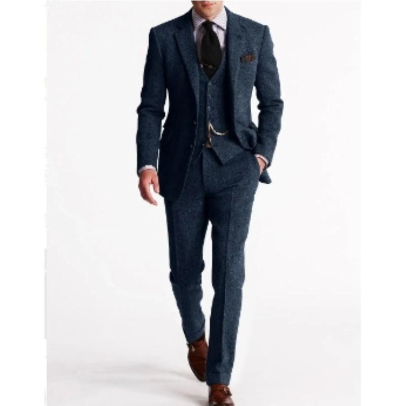 Men's Four Seasons Slim Herringbone Suit Business Best Man Suit Groom Wedding Suit