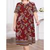 Plus Size, Self-developed Plus Size Casual Plant Print Dress