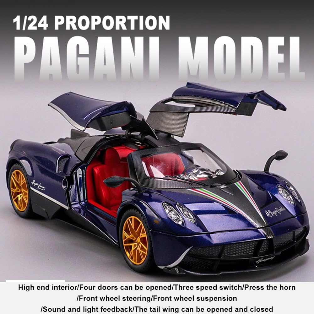 1/24 Alloy Die-casting Metal Pagani Huayra Dinastia Car Model Toys with Sound and Light Functions,Pull Back,Adults and Children Are Suitable for Gifts