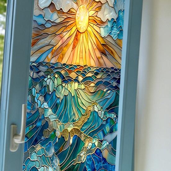 Blumen Fenster Sichtschutzfolie Tag Nacht Sichtschutz Statisch Haftend Abnehmbar Dekorativ Wasserdicht Sichtschutzfolie für Badezimmer Schlafzimmer