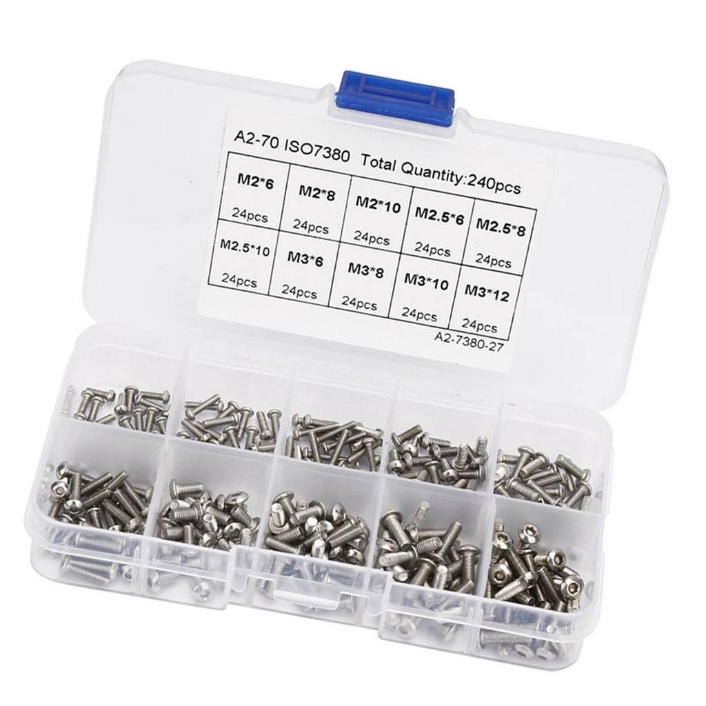 M2*6\M2*8\M2*10\M3*6\M3*8\M3*10\M3*12\M2.5*6\M2.5*8\M2.5*10 Hex Socket Screw Set Hex Socket Screw Hexagonal Socket Screw