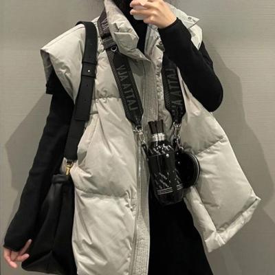 Women's Winter Down-Cotton Vest Preppy Style European Imported Gilet Waistcoat Sleeveless Outer Jacket