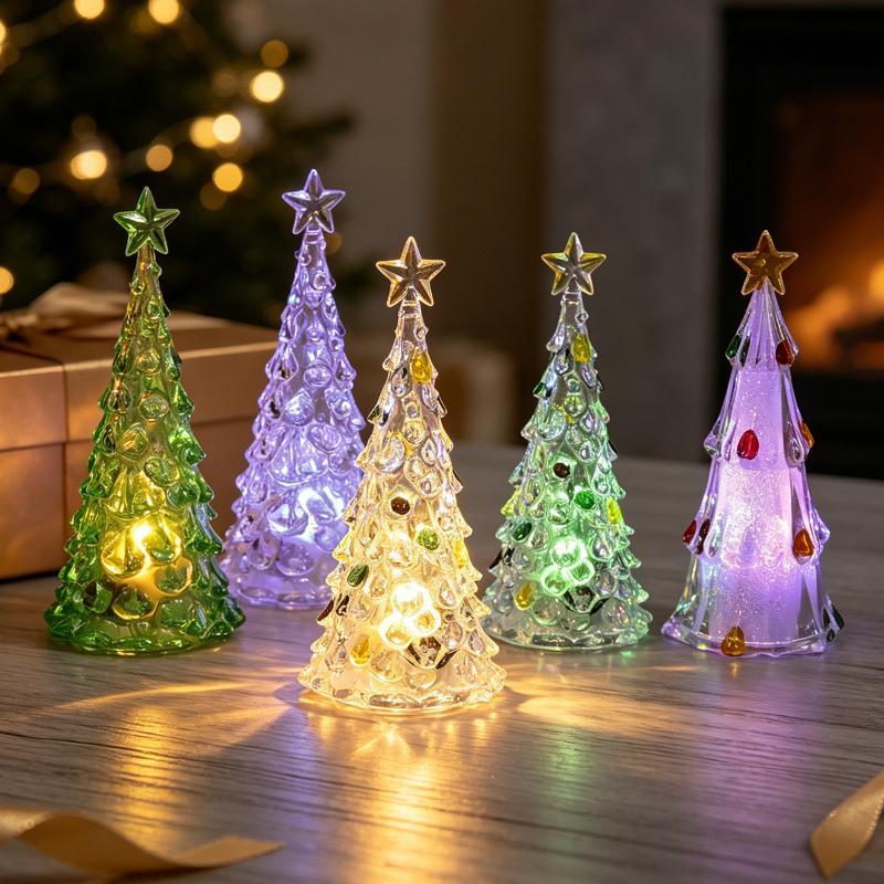Christmas Tree Night Light Glow In The Dark Crystal Christmas Tree Lamp Christmas Desktop Ornaments Xmas Navidad Decoration