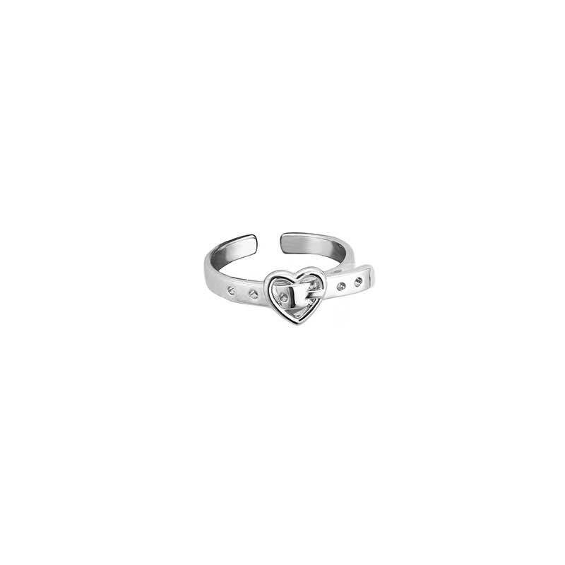 

Female Copper Color LOVE Heart Simple Belt Buckle Rings For Women Trendy Party Zircon Accessories Gifts resizable