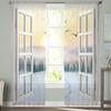 Sheer Sunrise Snow Footprints Tulle Curtains Living Room Bedroom Decoration Chiffon Voile Kitchen Window Curtain Drapes Polyester Washable Area Ready