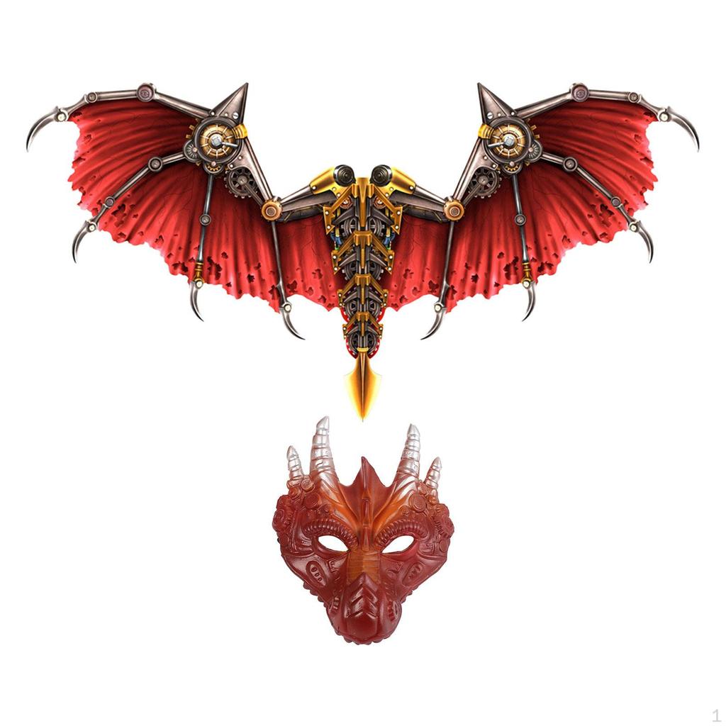 Adult Dragon Halloween Cosplay Costume Wing Mask Kit Dress Up Props Dinosaur