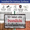 2D Flat German Sign "Wir Haben Eine Freundliche Selfservice" with Musical Notes, Size 8inch X 12inch, Perfect for Home Decor, Clubs and Outdoor
