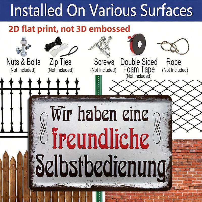 2D Flat German Sign "Wir Haben Eine Freundliche Selfservice" with Musical Notes, Size 8inch X 12inch, Perfect for Home Decor, Clubs and Outdoor