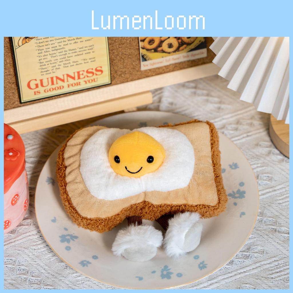 Fried Cute Egg Toast Cartoon Food Plush Toy Doll For Gifts And Decoration Room