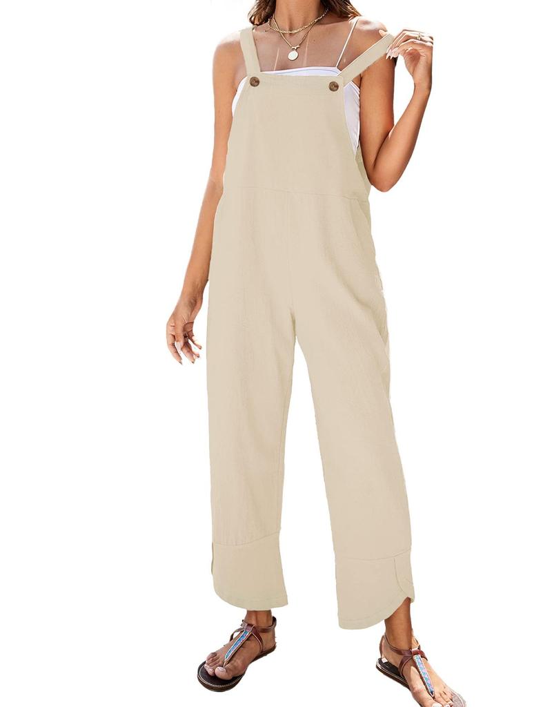 2022 Women's Fashion Solid Color Casual Cropped Overalls - European and American Style