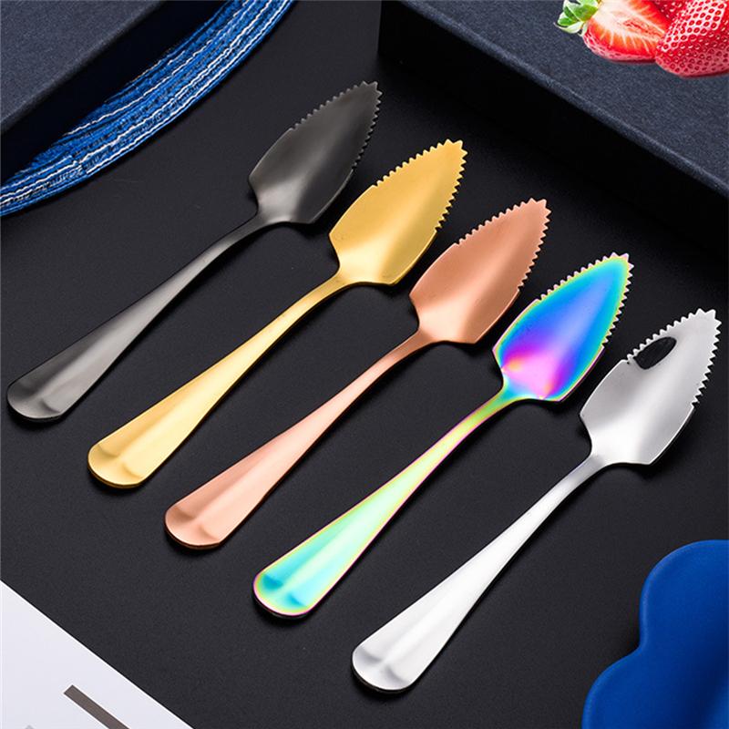 Stainless Steel Fruit Grapefruit Spoon Serrated Edge  Ice Cream Dessert Tea Coffee Stirring Spoon Kitchen Cutlery Tableware