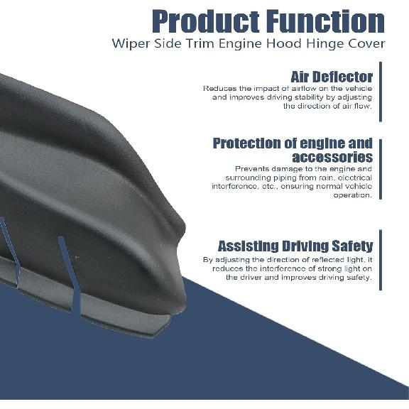 FZJDSD Right Cowl Side Panel Trim Compatible with Jeep Compass 2017-2023 Replace 7AA46RXFAA 5UT12RXFAB 53223828 Wiper Side Trim Engine Hood Hinge