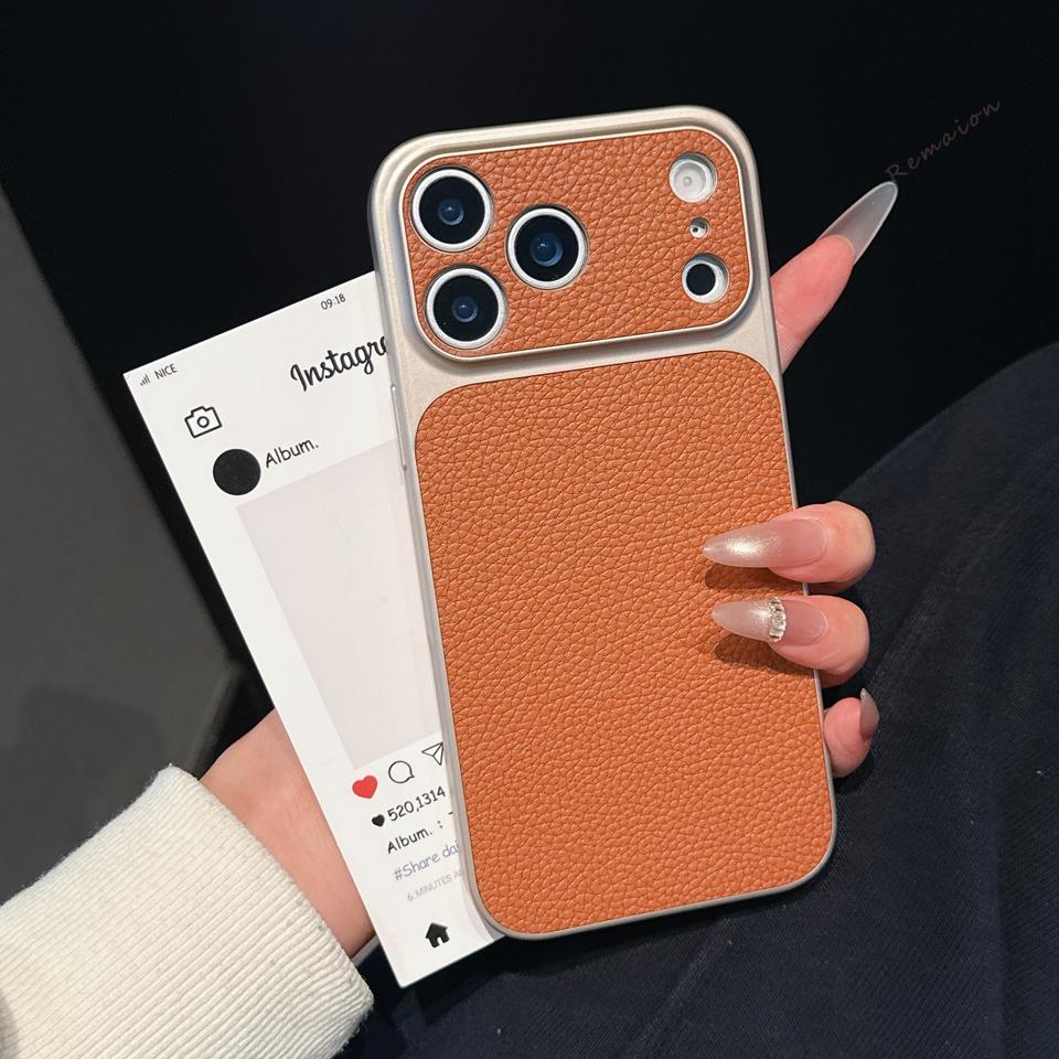 Lychee Retro Leather Phone Case For iPhone 11 12 13 14 15 16 17 Pro Max Air 15 16 14 Plus  Shockproof Hard Protector Cover
