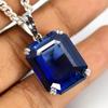 28 Ct Natural Ceylon Blue Sapphire Emerald 925 Sterling Silver Pendant Certified