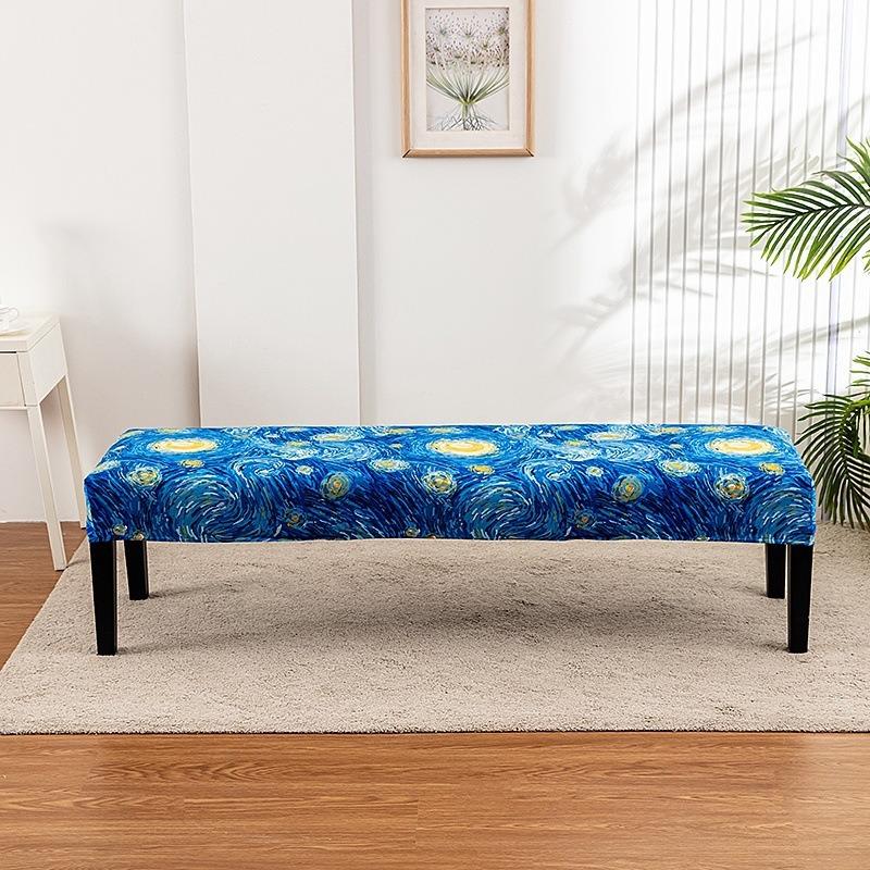 1Pc Long Bench Cover Stretch Polyester Removable Washable Anti-Dirty Piano Stool Chair Covers Living Room Bedroom Seat Protector
