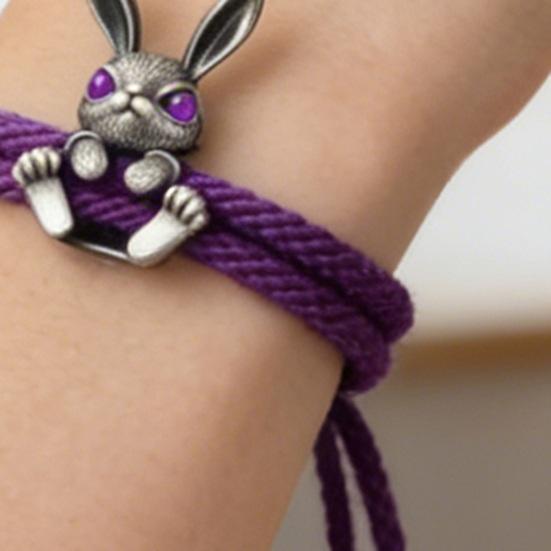 Adjustable Rope Chain Bracelet Bunny Decor Easter Bracelet Easy to Wear Bracelet Animal Lucky Jewelry Accessory