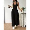 Women Yellow Halter Neck Maxi Dress Sleeveless V-Neck Backless A-Line Long Dress Casual Summer Elegant Beach Party Dresses