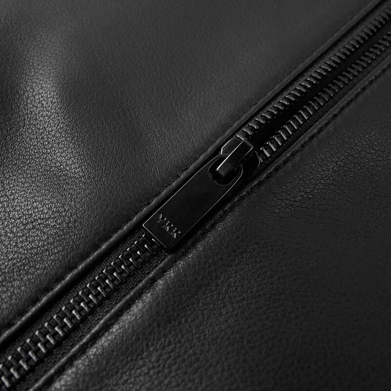 Yiliteng Men's Stand Collar Lambskin Leather Jacket YTMMRXF6618