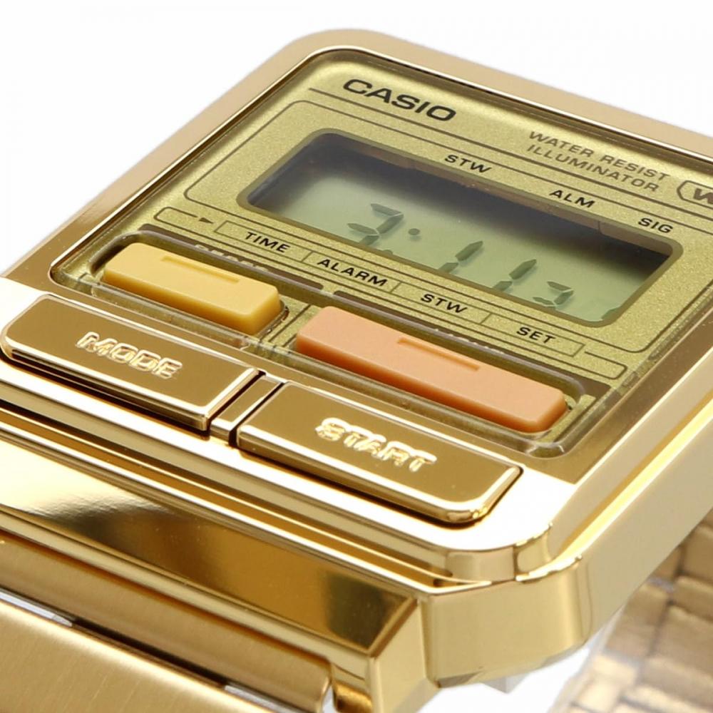 Casio Montre Digitale CASIO Série Vintage A120WEG-9A Unisexe Bracelet Métal Or Modèle Étranger