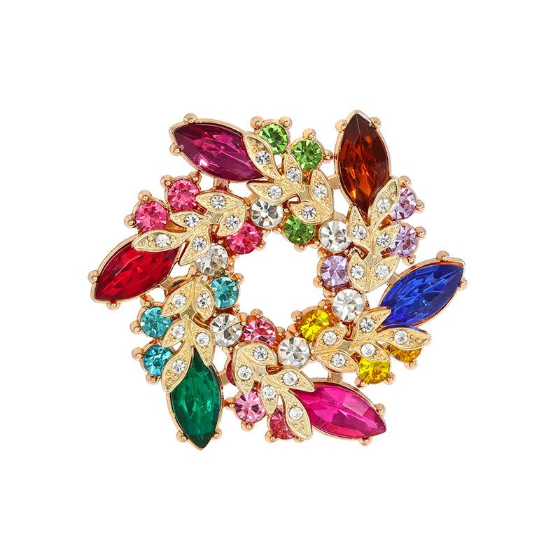 Fashion Crystal Bauhinia Brooch Women's Coat Accessories Premium Light Luxury Wreath Brooch Pin