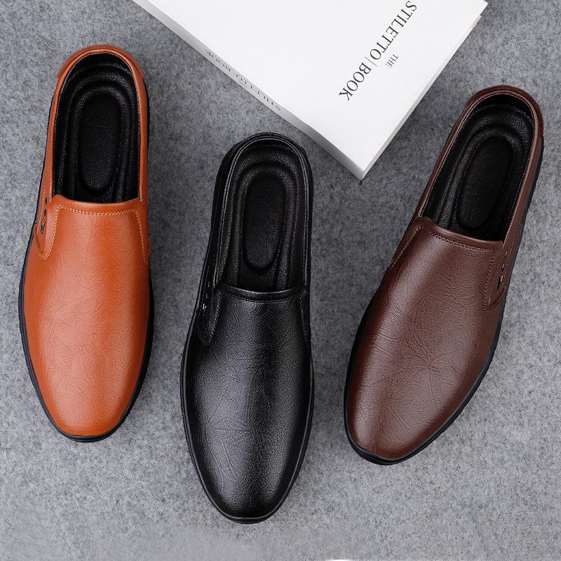 Leather shoes men's summer trend new small leather shoes round head dad shoes breathable men's shoes business casual shoes men's