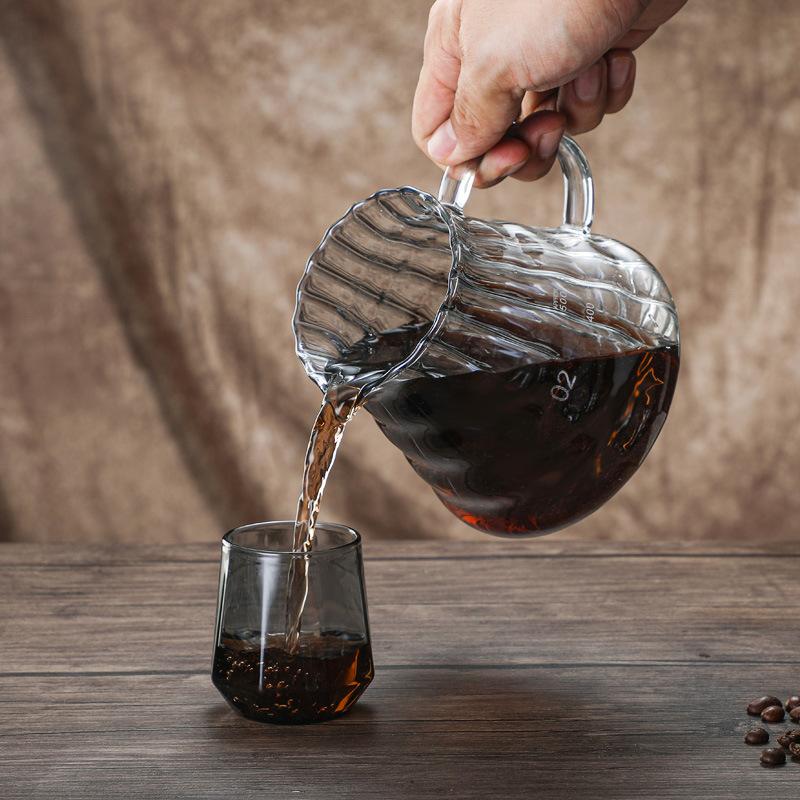 New Glass Soot Vertical Pattern Cloud Pot Coffee Pot 600ml Set Soot V60 Filter Funnel Filter Cup