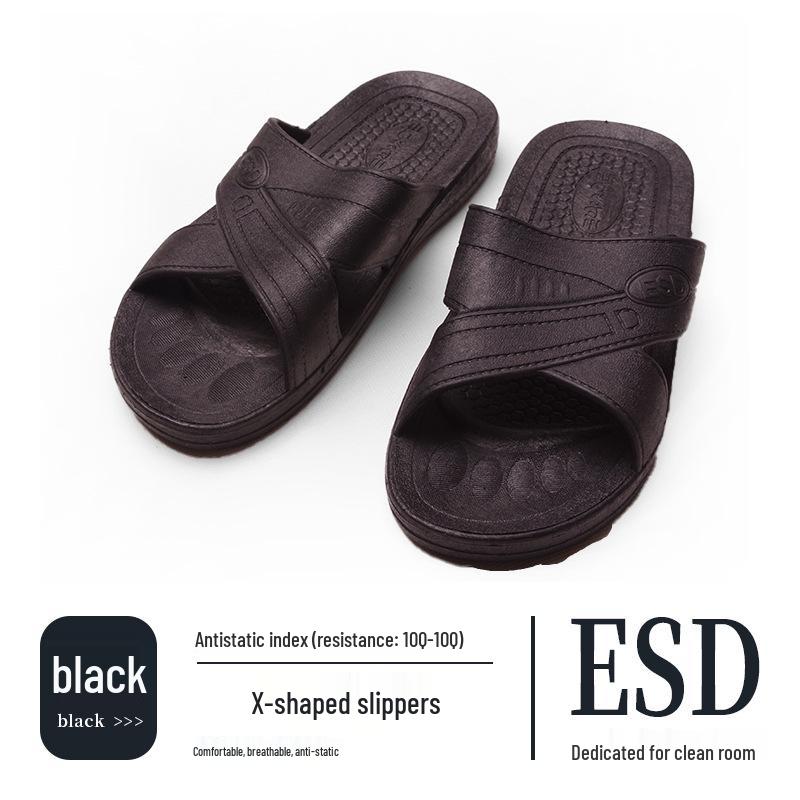 

Нескользящие ESD Антистатические тапочки: Черные, Устойчивые к запаху, Утолщенная мягкая подошва, для мужчин и женщин в чистых помещениях 36
