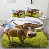 Highland Cattle Duvet Cover Set Funny Farm Animal Comforter Cover For Kids Boy Cow Mountain Meadow Queen Size 2/3pcs Quilt Cover