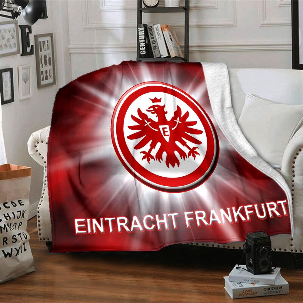 Flaming Heart Frankfurt Emblem Flannel Blanket, Soft Polyester, Modern Design, All-Season for Camping, Travel, Gifts for holidays or birthdays