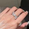 Simple And Advanced! Super Flash Row Diamond Knot Ring Silver Flash Diamond Simple Design Sense Opening Cool Female Versatile