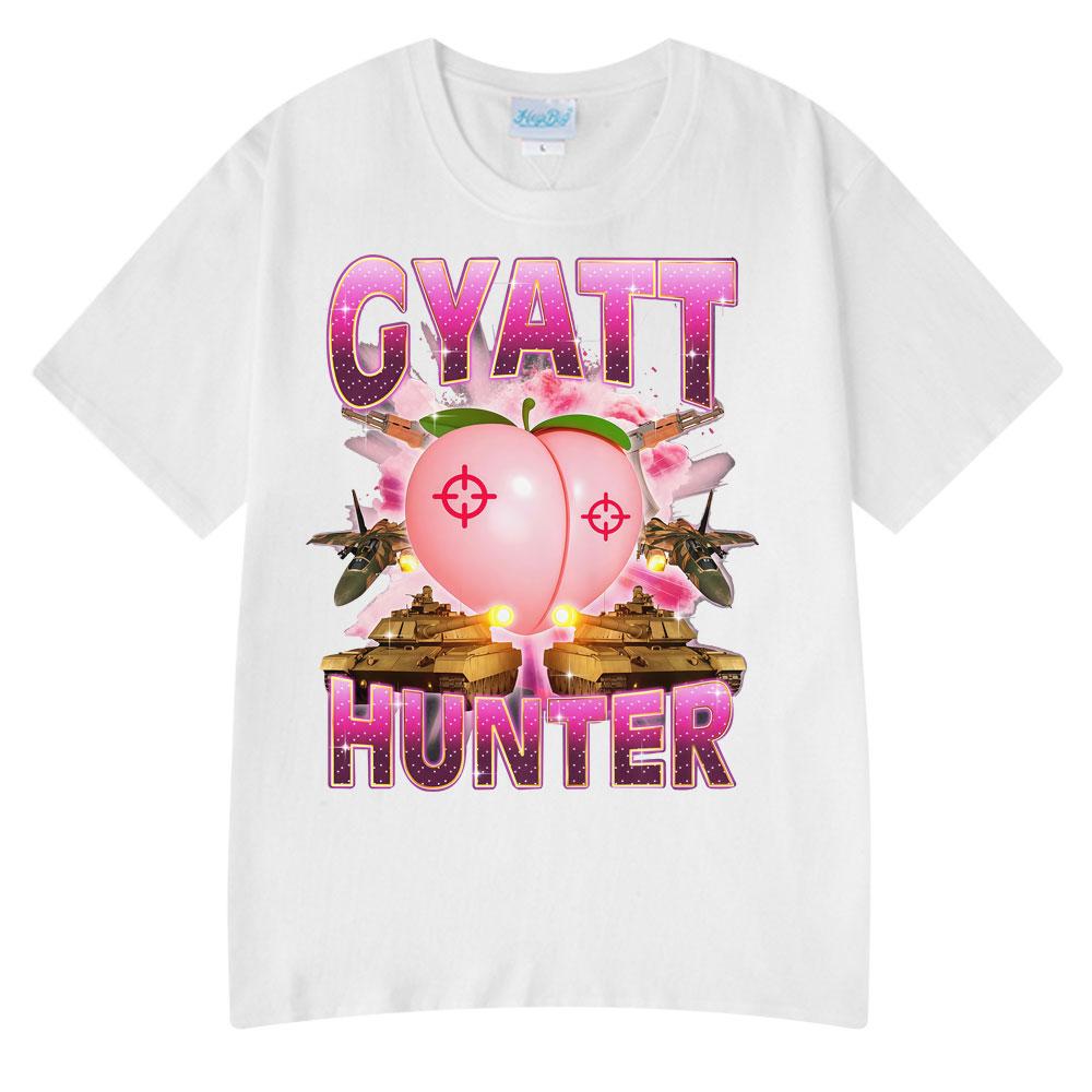 Vtipná trička Gyatt Hunter Vtipné Meme Tričko Pánská Bavlna Klasické Top Značkové Pánské Oblečení Streetwear Vintage Dámské Tričko