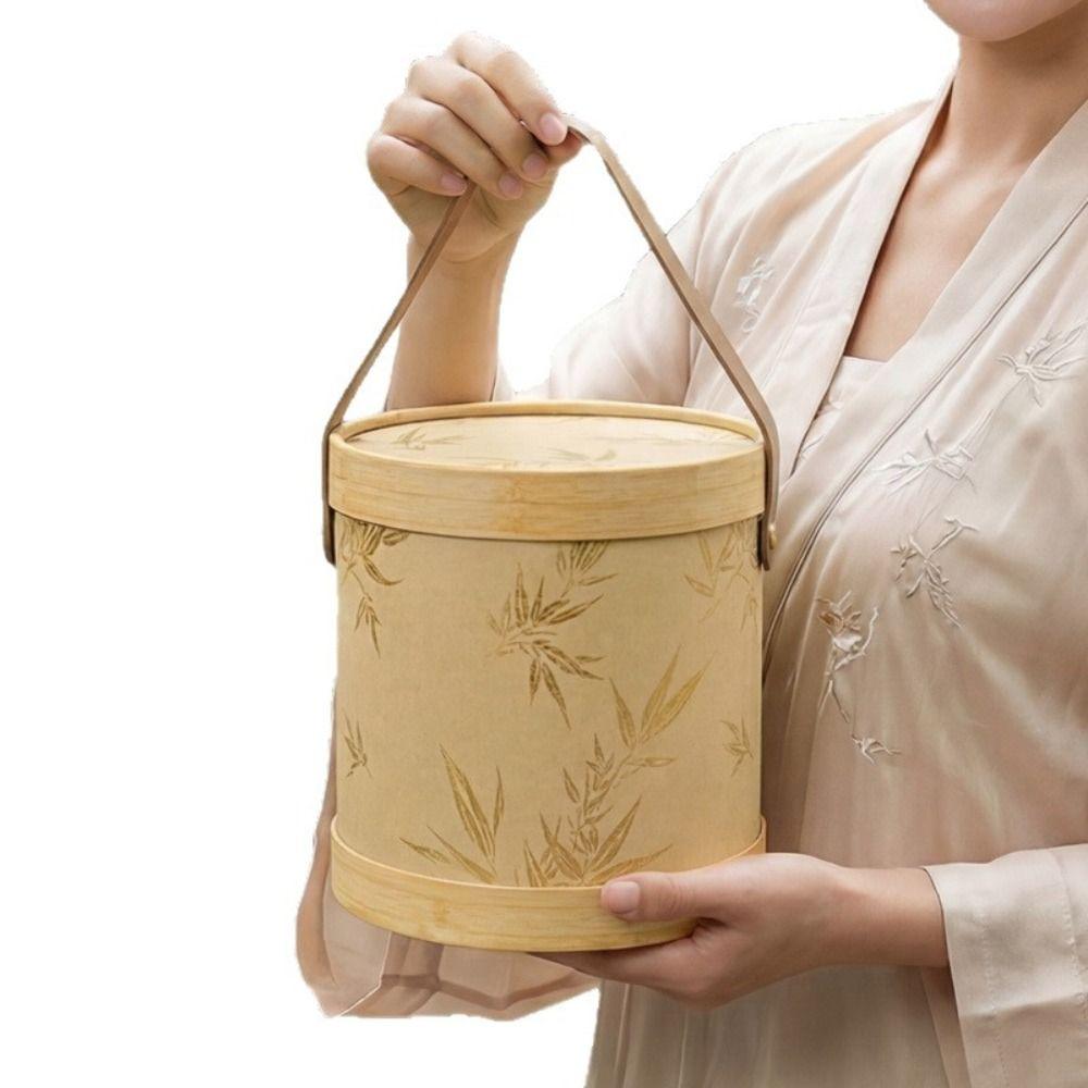 Portable Mooncake Packaging Barrel Empty Mooncake Container Gift Pail Box  Festival Handmade Pastry