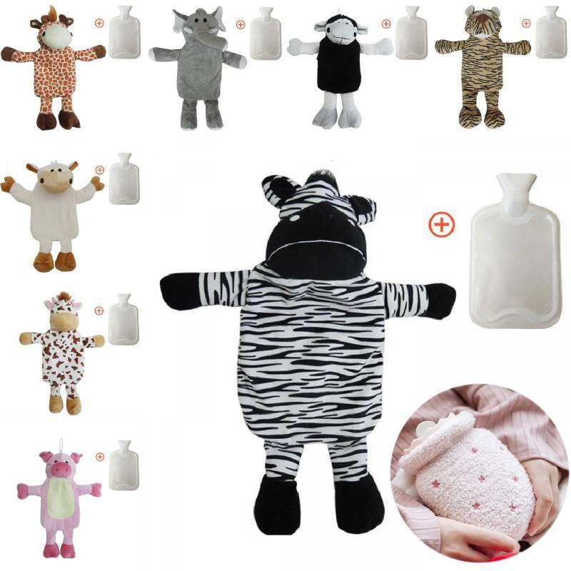 Water Hot Bottle With Plush Cover Soft Fluffy Monkey Unicorn Rubber Hand Warmer