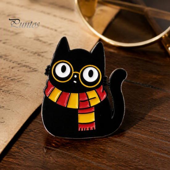 Animal Lapel Pin Cartoon Black Cat Brooch Pin, Enamel for Canvas Bags Men Women, Decorative Badge Clothing Scarves Sweaters Metal Jackets Pins