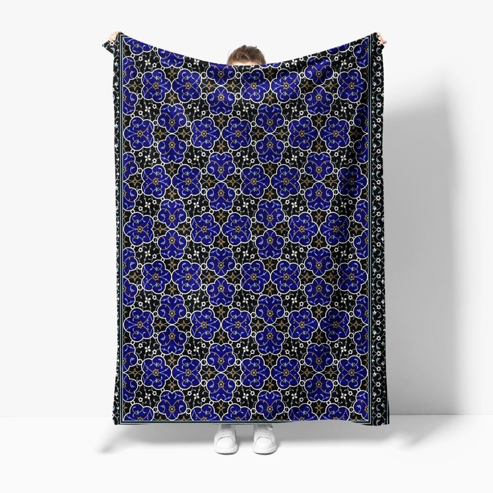 

Navy Blue Paisley Floral Pattern Throw Blanket Decorative Sofa Bed Cover for Living Room Bedroom 75x100cm