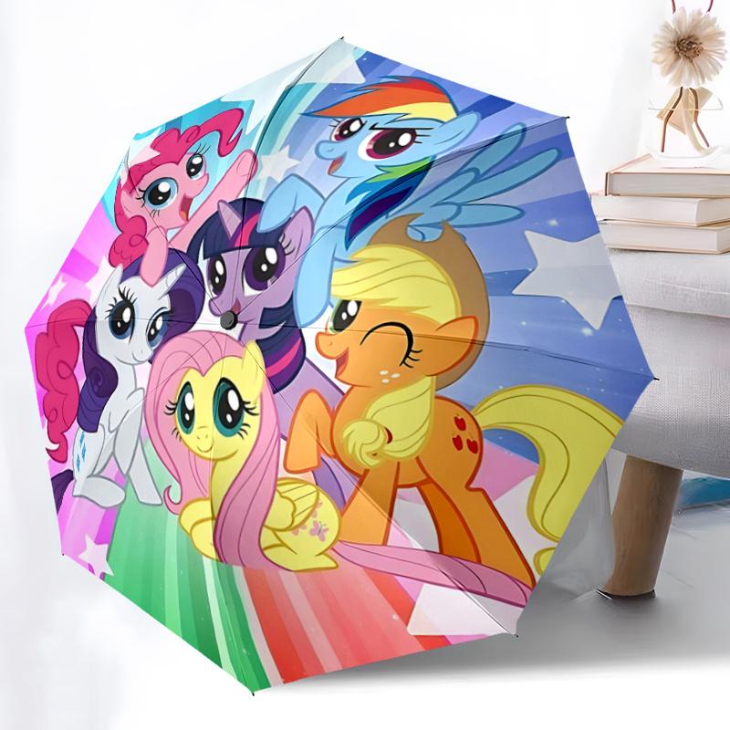 1pc My Little Pony Auto-Open Close Umbrella - Portable 3-Fold Design, 8 Iron Ribs, Outdoor, Festival Gift for Fans, Travelers, Daily Use, Perfect