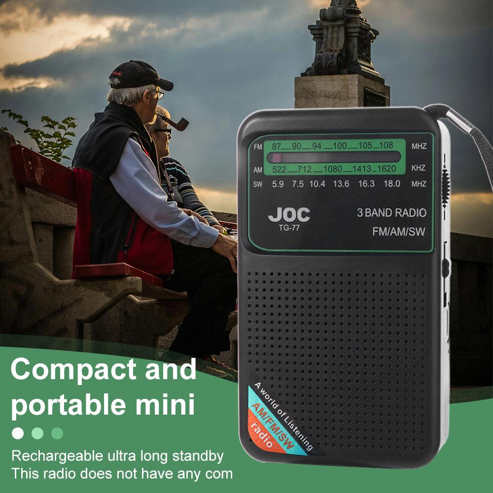 HD Display Screen Battery Operated Radio Type-C Rechargeable Pointer Pocket Radio  Elder