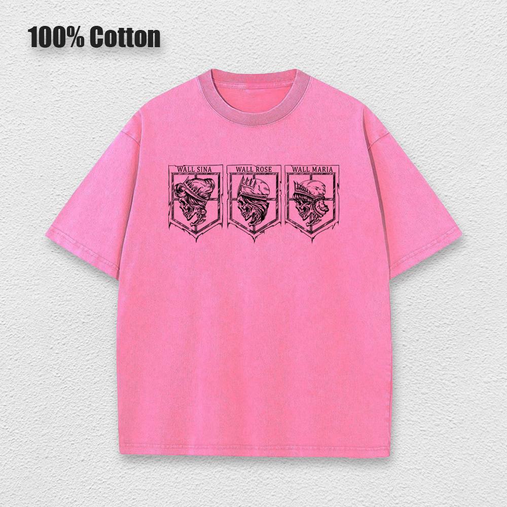 Anime Attack On Titan Acid T Shirts Casual Vintage Washed Shingeki No Kyojin Tee Short Sleeve Manga Gothic Tops Summer