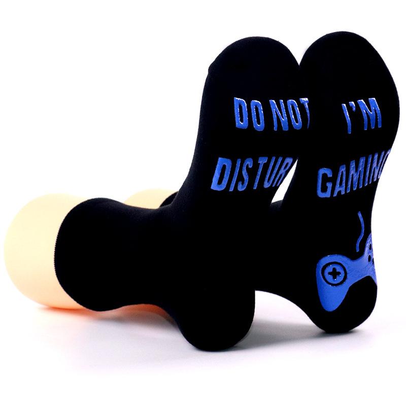 Men's Novelty Rubber Non-Slip Bottom Game Alphabet Graphics Breathable Comfortable Mid-Layer Crew Socks Daily Wear 18th Birthday Boys Gift