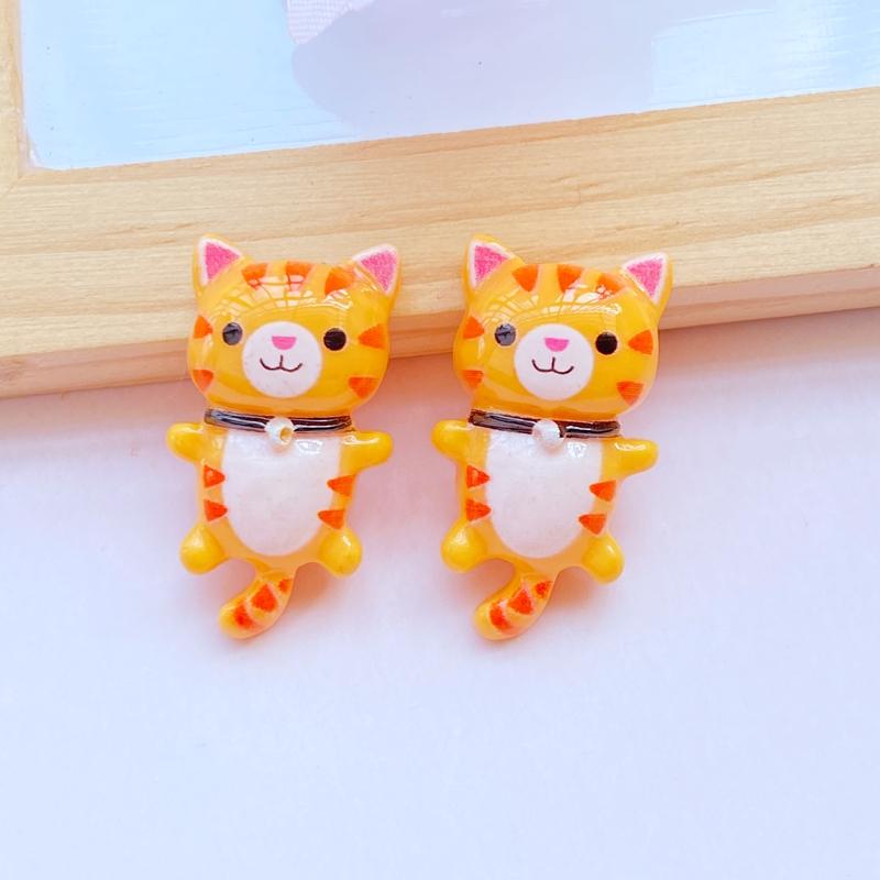 12Pcs New Cute Little Cat Series Flat Back Cabochon Scrapbooking Hair Bow Center Embellishments DIY Accessories
