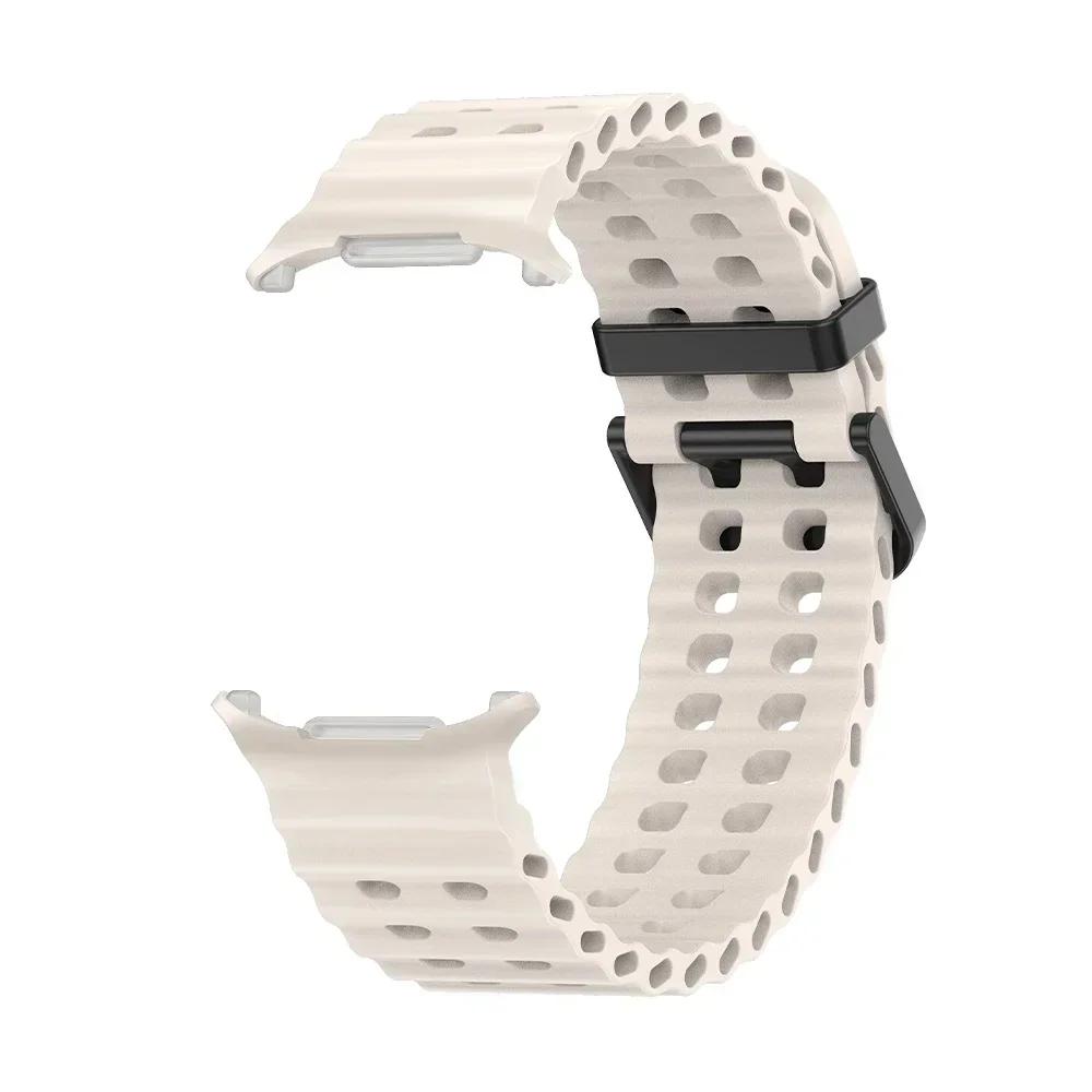 NEW Marine Silicone Strap For Samsung Watch 7 Ultra 47mm Bracelet No Gaps Sport Two-tone Band for Galaxy Ultra Watchband Straps