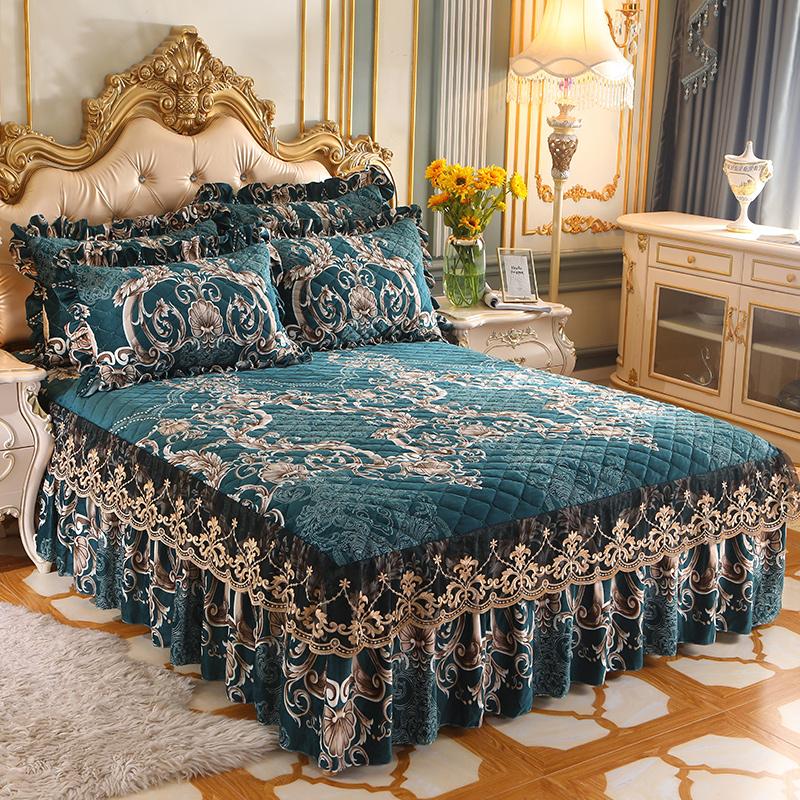 Crystal Plush Thickness Bed Skirt Lace Thermal Home Decor Bedroom 1.5M 1.8M King Size Bed Cover Bedspread No Pillowcase