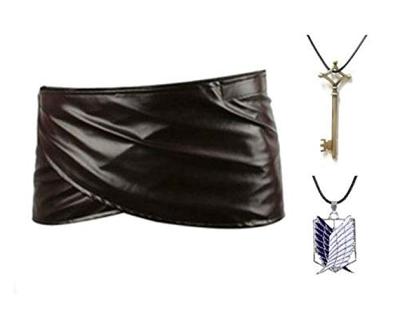 Attack On Titan Cosplay Accessory 3-Piece Set – Survey Corps Wings of Freedom Waist Wrap (L), Necklace & Basement Key, Anime Costume Prop