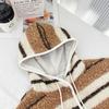 Xin Xing EONEE Women's Retro Striped Lamb Wool Hooded Jacket - Autumn/Winter