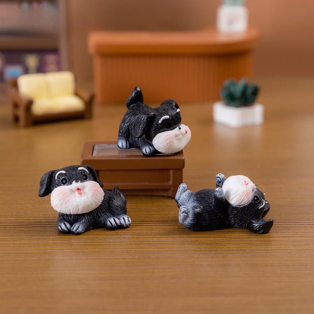 Adorable Schnauzer Resin Figurine Miniature Creative Diy Landscape Decoration