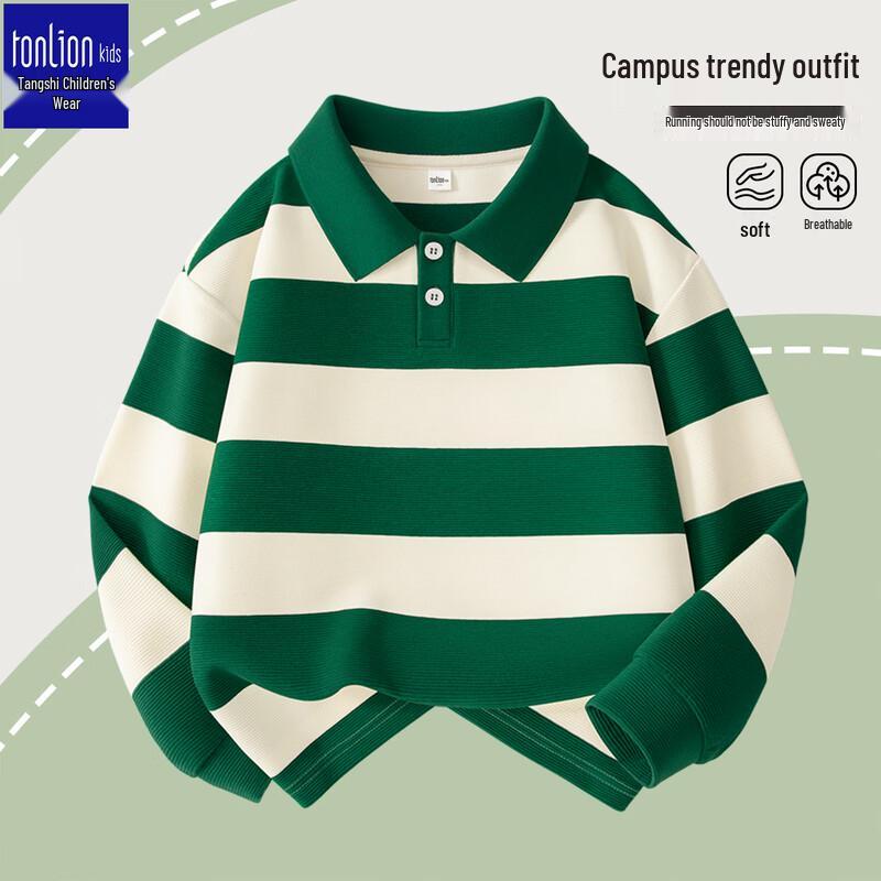 

TonLion Boys Academy Style Striped Long Sleeve Polo T-Shirt 160